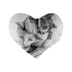 Cat Drawing Art Standard 16  Premium Flano Heart Shape Cushions by HermanTelo