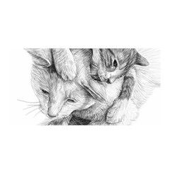 Cat Drawing Art Satin Wrap by HermanTelo