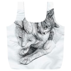 Cat Drawing Art Full Print Recycle Bag (xxl)