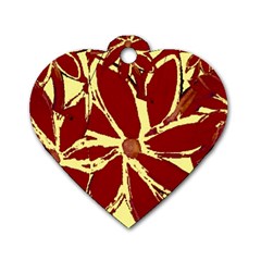 Flowery Fire Dog Tag Heart (two Sides) by Janetaudreywilson