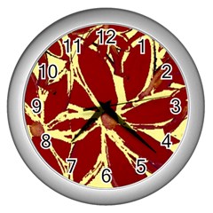 Flowery Fire Wall Clock (silver) by Janetaudreywilson