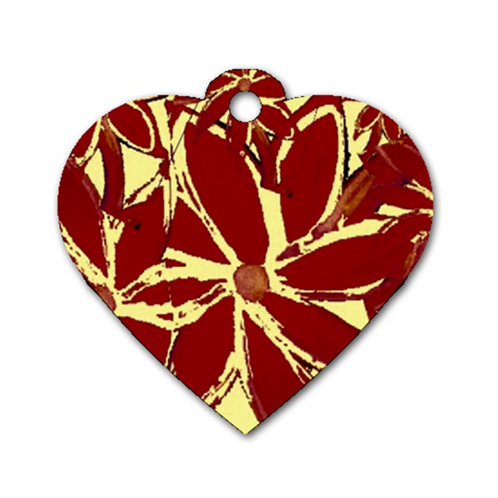 Flowery Fire Dog Tag Heart (Two Sides)