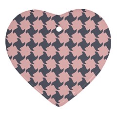 Retro Pink And Grey Pattern Ornament (Heart)