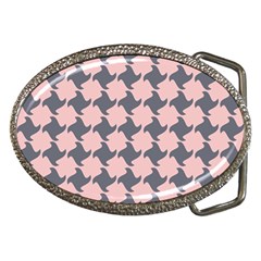 Retro Pink And Grey Pattern Belt Buckles