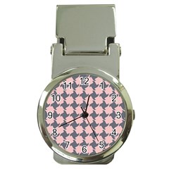 Retro Pink And Grey Pattern Money Clip Watches by MooMoosMumma