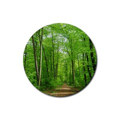 In The Forest The Fullness Of Spring, Green, Rubber Coaster (round)  by MartinsMysteriousPhotographerShop