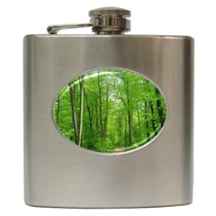 In The Forest The Fullness Of Spring, Green, Hip Flask (6 Oz) by MartinsMysteriousPhotographerShop