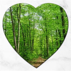 In The Forest The Fullness Of Spring, Green, Jigsaw Puzzle (heart) by MartinsMysteriousPhotographerShop