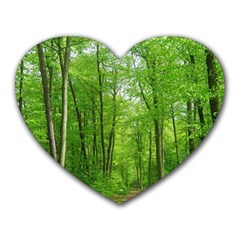 In The Forest The Fullness Of Spring, Green, Heart Mousepads by MartinsMysteriousPhotographerShop