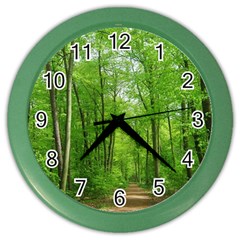 In The Forest The Fullness Of Spring, Green, Color Wall Clock by MartinsMysteriousPhotographerShop