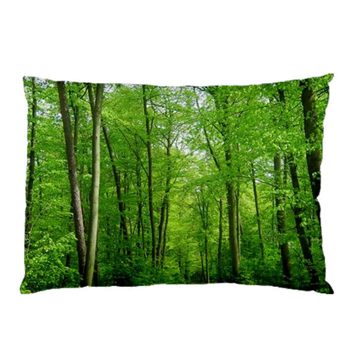 In the forest the fullness of spring, green, Pillow Case