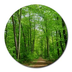 In The Forest The Fullness Of Spring, Green, Round Mousepads by MartinsMysteriousPhotographerShop