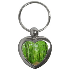 In The Forest The Fullness Of Spring, Green, Key Chain (heart) by MartinsMysteriousPhotographerShop