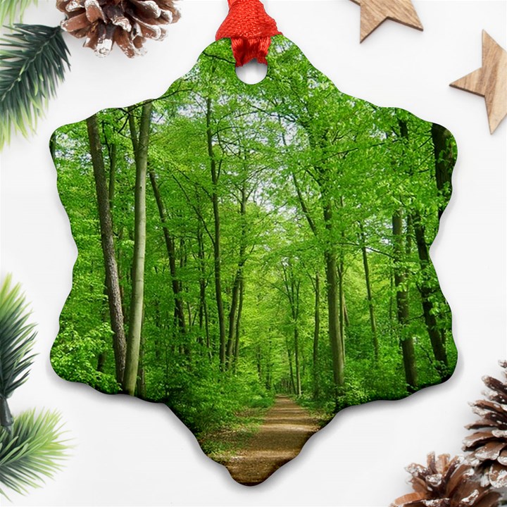 In the forest the fullness of spring, green, Snowflake Ornament (Two Sides)