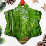 In the forest the fullness of spring, green, Snowflake Ornament (Two Sides) Back