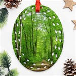 In the forest the fullness of spring, green, Oval Filigree Ornament (Two Sides) Front