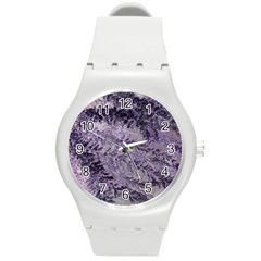 Flowers Branches Purple Round Plastic Sport Watch (m) by DinkovaArt