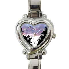 Colorful Overcast, Pink,violet,gray,black Heart Italian Charm Watch by MartinsMysteriousPhotographerShop