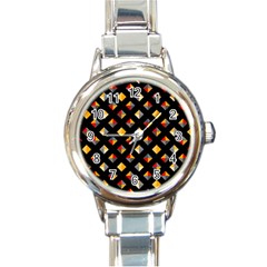 Geometric Diamond Tile Round Italian Charm Watch by tmsartbazaar