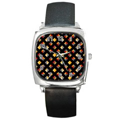 Geometric Diamond Tile Square Metal Watch by tmsartbazaar