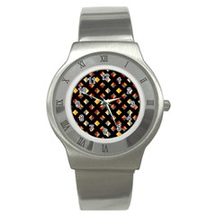 Geometric Diamond Tile Stainless Steel Watch by tmsartbazaar