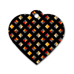 Geometric Diamond Tile Dog Tag Heart (two Sides) by tmsartbazaar