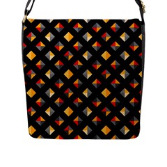 Geometric Diamond Tile Flap Closure Messenger Bag (l) by tmsartbazaar