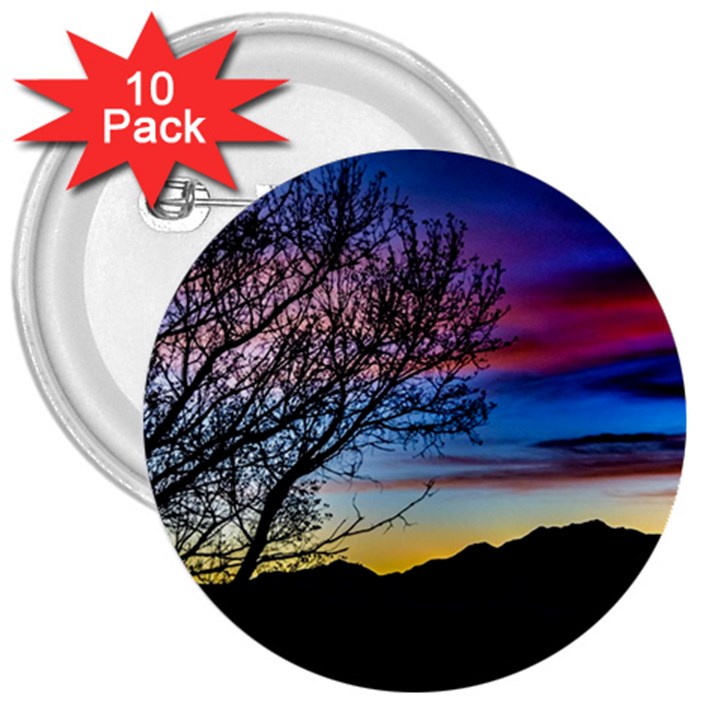 Sunset Landscape Scene, San Juan Province, Argentina003 3  Buttons (10 pack) 