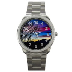 Sunset Landscape Scene, San Juan Province, Argentina003 Sport Metal Watch by dflcprintsclothing