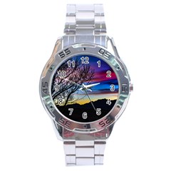 Sunset Landscape Scene, San Juan Province, Argentina003 Stainless Steel Analogue Watch by dflcprintsclothing