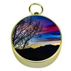 Sunset Landscape Scene, San Juan Province, Argentina003 Gold Compasses by dflcprintsclothing