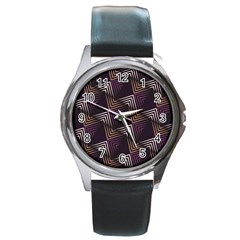 Zigzag Motif Design Round Metal Watch by tmsartbazaar