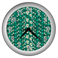 Cherry Blossom Forest Of Peace And Love Sakura Wall Clock (silver) by pepitasart