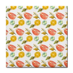 Citrus Gouache Pattern Tile Coaster by EvgeniaEsenina