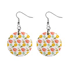 Citrus Gouache Pattern Mini Button Earrings by EvgeniaEsenina