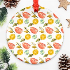 Citrus Gouache Pattern Round Ornament (two Sides)