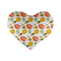 Citrus Gouache Pattern Standard 16  Premium Heart Shape Cushions by EvgeniaEsenina