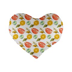 Citrus Gouache Pattern Standard 16  Premium Flano Heart Shape Cushions by EvgeniaEsenina