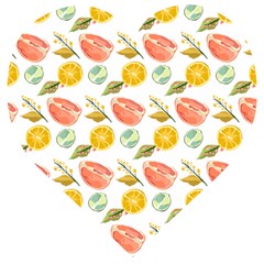 Citrus Gouache Pattern Wooden Puzzle Heart by EvgeniaEsenina