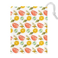 Citrus Gouache Pattern Drawstring Pouch (5xl) by EvgeniaEsenina