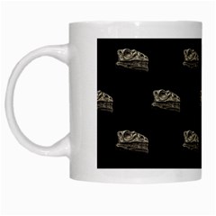 Dinosaur Skeleton Head Motif Pattern White Mugs by dflcprintsclothing