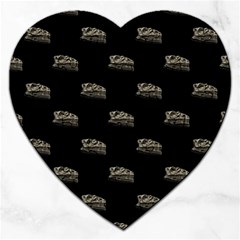 Dinosaur Skeleton Head Motif Pattern Jigsaw Puzzle (heart) by dflcprintsclothing