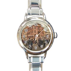 Piazza Di Spagna, Rome Italy Round Italian Charm Watch by dflcprintsclothing