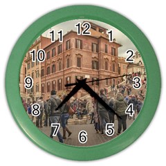 Piazza Di Spagna, Rome Italy Color Wall Clock by dflcprintsclothing