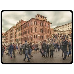 Piazza Di Spagna, Rome Italy Double Sided Fleece Blanket (large)  by dflcprintsclothing