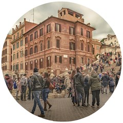 Piazza Di Spagna, Rome Italy Wooden Puzzle Round by dflcprintsclothing