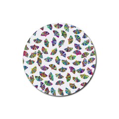 Folding Fan Background Wallpaper Rubber Coaster (round)  by HermanTelo