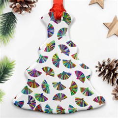 Folding Fan Background Wallpaper Christmas Tree Ornament (two Sides)