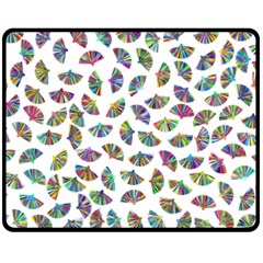 Folding Fan Background Wallpaper Double Sided Fleece Blanket (medium) 