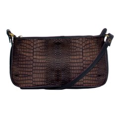 Brown Alligator Leather Skin Shoulder Clutch Bag by LoolyElzayat